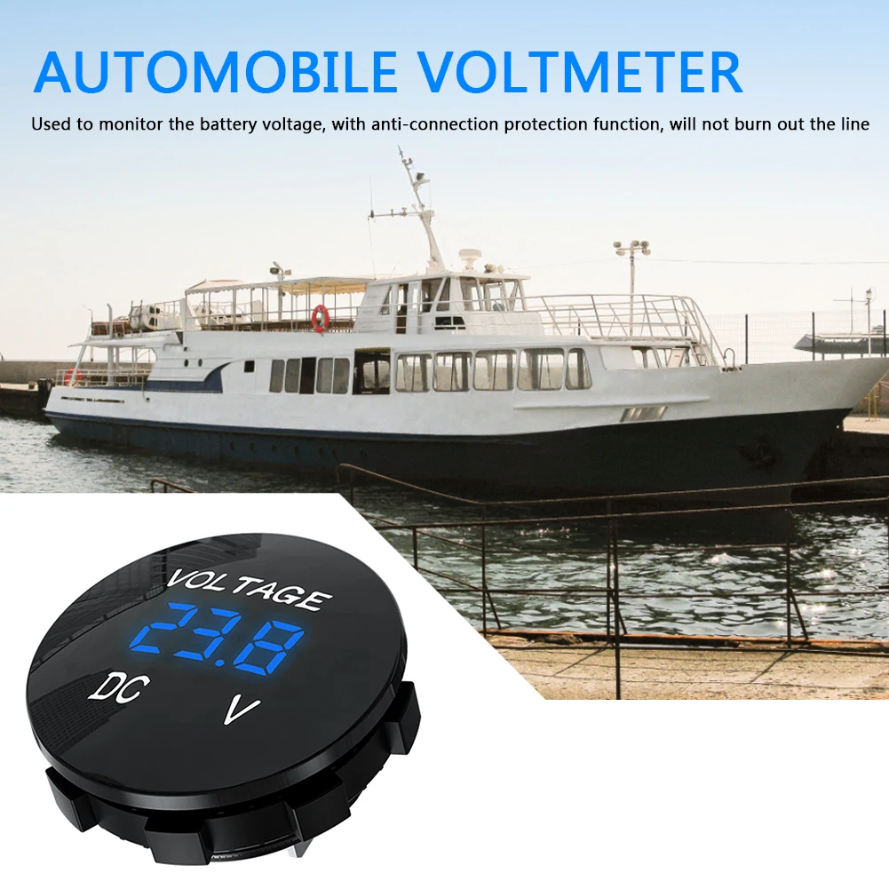 

5 В-48 В постоянного тока, светодиодный цифровой вольтметр, светодиодная панель для мотоцикла, цифровой измеритель напряжения, емкость аккумулятора, дисплей Вольт для автомобиля, лодки, морской пехоты