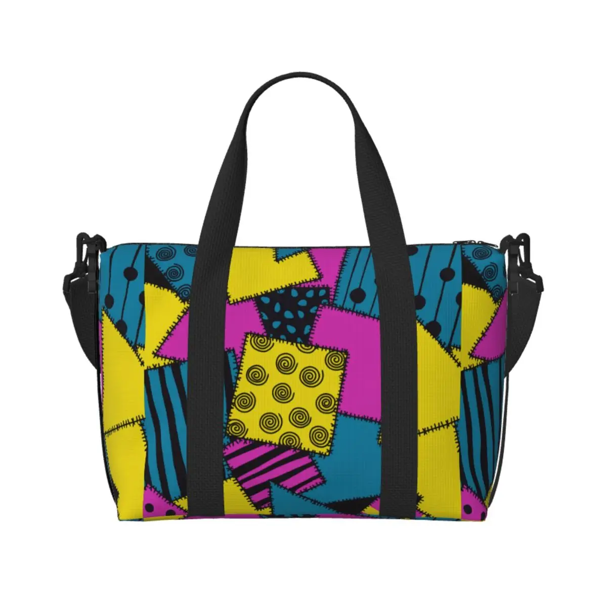 

Custom Large Halloween Horror Vintage Skull Sally Inspired Pattern Tote Bag Christmas Shoulder Shopping Beach Gym Travel Bag