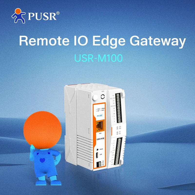 

PUSR Remote IoT Gateway Ethernet Network Piont 300/1000 Modbus Gateway IO Extender SD Card Offline Caching USR-M100(s)-ETH