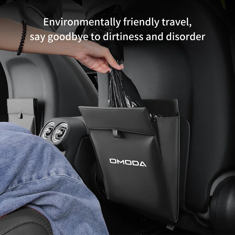 Car Garbage Bag Magnetic Adsorption Trash Can PU Leather Seat Back Hanging Storage Pocket for Chery Omoda 5 C5 E5 FX GT 2025 C7