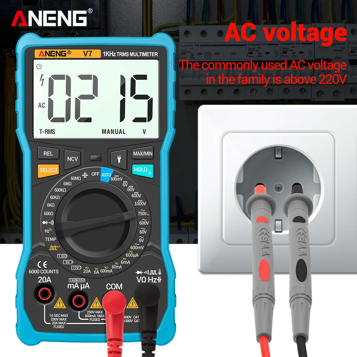 ANENG V7 Standard Digital Multimeter 6000 Counts Avometer Transistor Capacitor Tester Multimetro Digital Profissional Lcr Meter