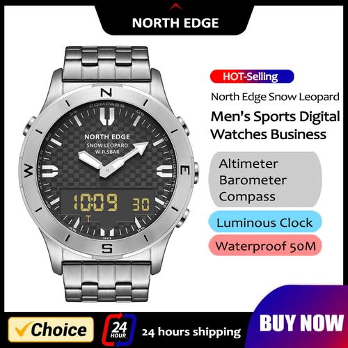 Reloj Digital deportivo NORTH EDGE para hombre, resistente al agua, 50M, altímetro, barómetro, brújula, reloj de negocios de lujo para hombre, reloj inteligente para exteriores