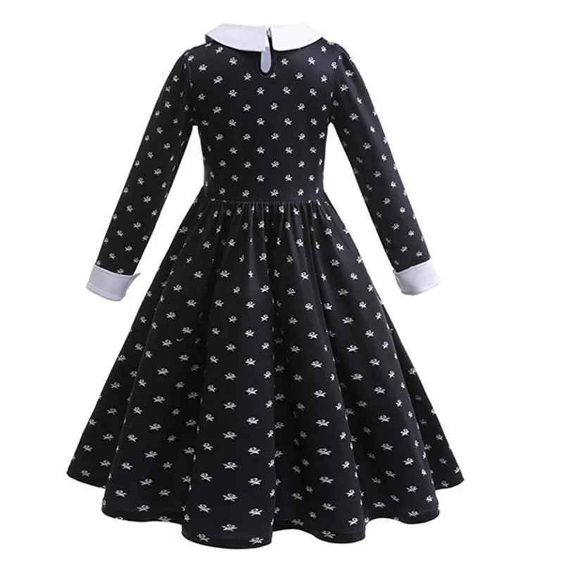 Wednesday Addams Costumes Girls Birthday Princess Costume Black Fancy Kids Halloween Carnival Dancing Party Suit for Girls 3-12Y