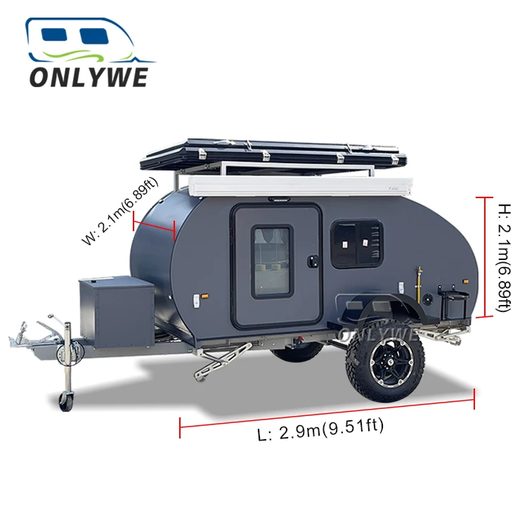 ONLYWE Best Cheap Price Mini Overland Camping Caravan Travel Trailer Small Off Road Teardrop Rv Camper Trailer For Sale