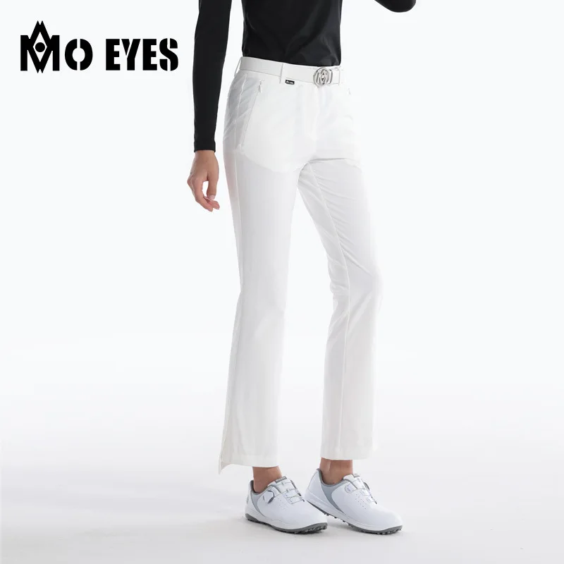 

MO EYES Women Golf Pants Flared Hem with Hidden Zipper Pocket Slim Fit Winter Trousers