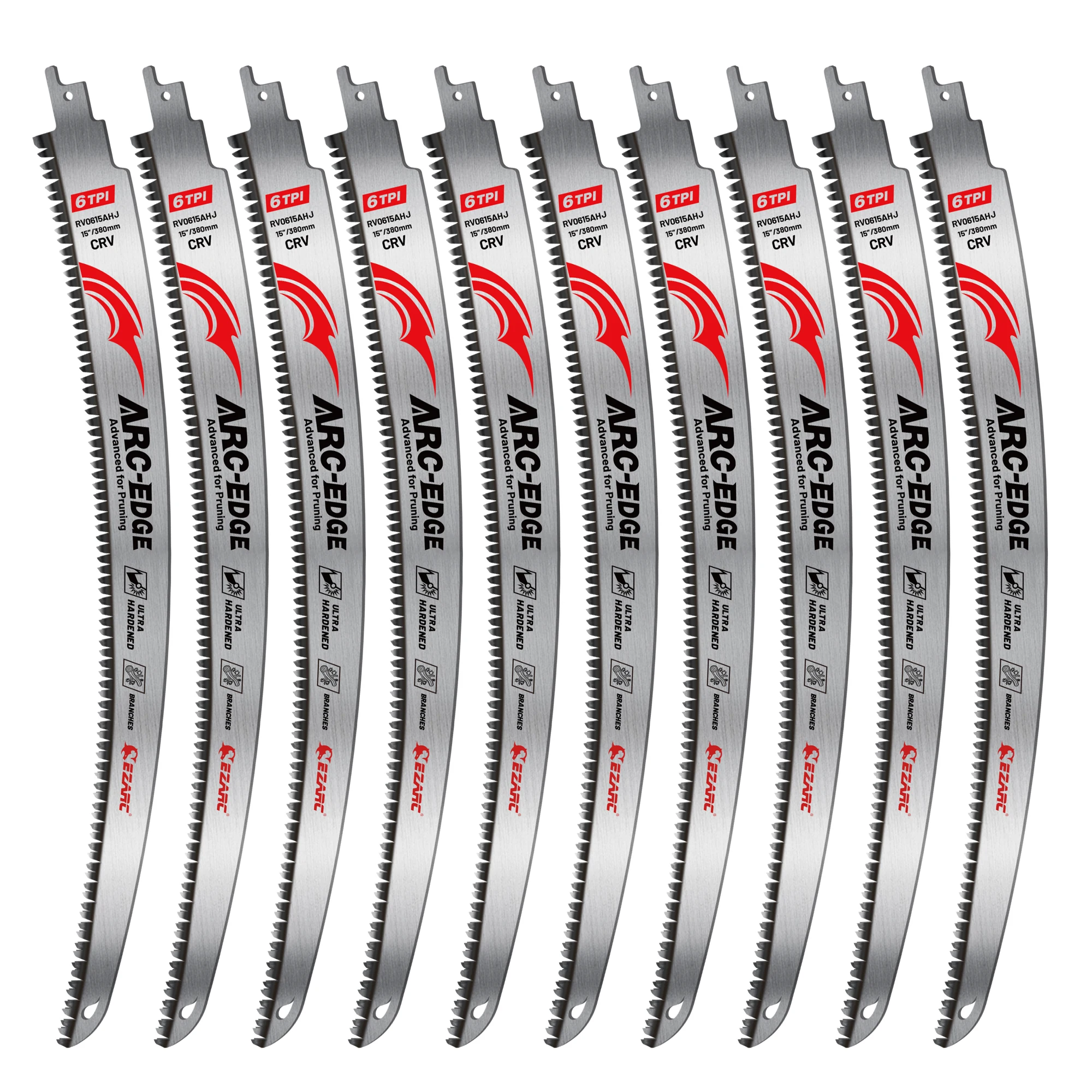 

10pcs 15inch Wood Pruning Saw Blades, Japanese Teeth Reciprocating Saw Blades, 380mm 6TPI Arc Edge Saw Blades for Tree Trimming
