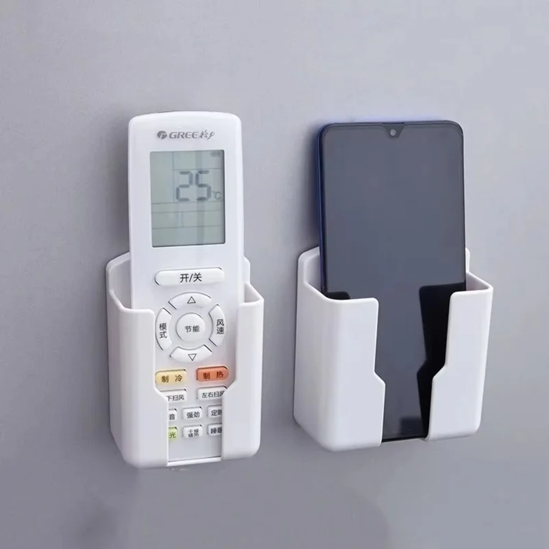 New Universal Remote Control Holder No Punching Required Adhesive Rack Shelf Air Conditioning TV Wall Mounted Storage Box