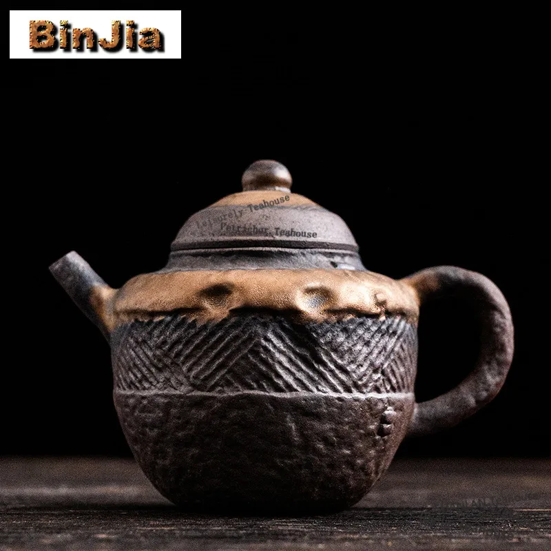 

Старая рок-глина, грубая керамика, позолоченная глазурь, чайник для смены печи, элегантный чайник для заварки чая, чайник для замачивания ча с отверстием для шарика, поставка ча