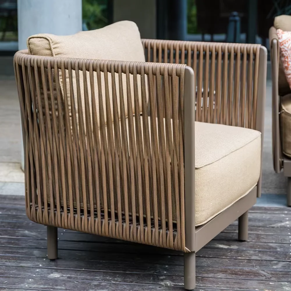 مجموعات أثاث الفناء الخلفي طقم حديقة أثاث أريكة مقطعي طقم أريكة خارجي مع طاولة