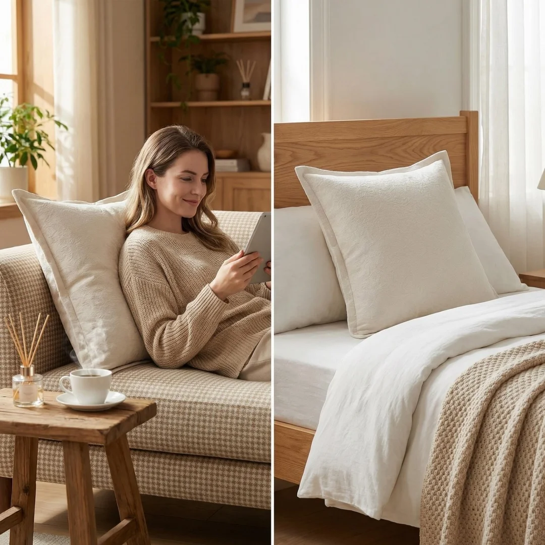 Milky white rose jacquard pillow with core North American pastoral log leisure living room sofa bay window pillow chair pillow