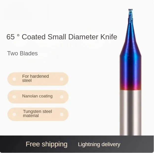65° tungsten steel 2-edge flat bottom micro diameter milling cutter, hard alloy CNC milling cutter 0.2 0.3 0.4 0.5 0.6 0.7 0.9