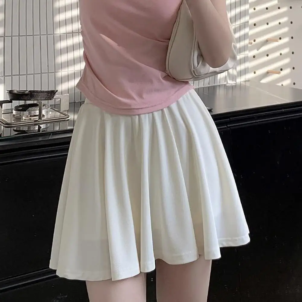 Mini Skort Women's High-waisted Ice Silk Pleated Skort A-line Summer Sport Shorts Skirt with Elastic Waist for Comfort Style