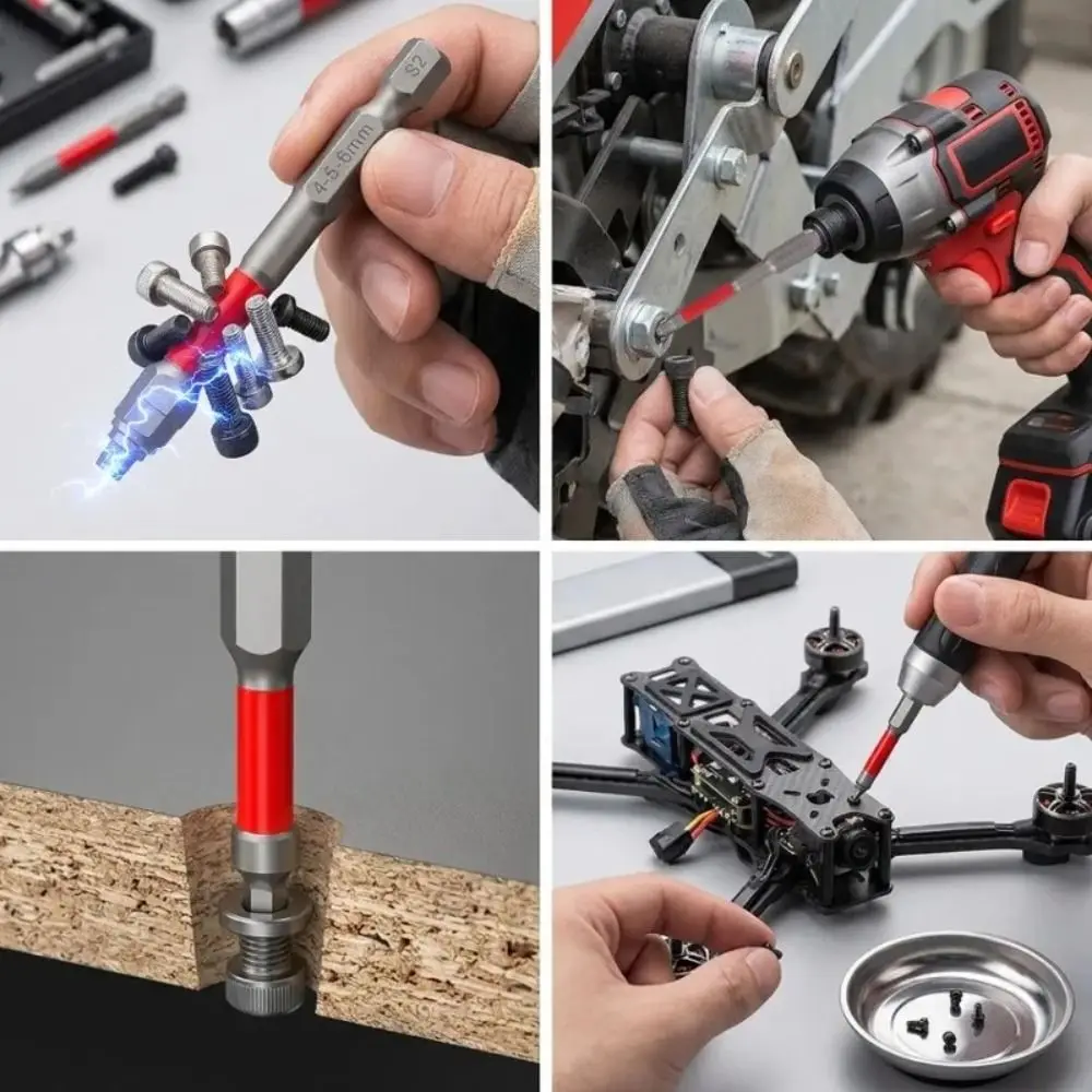 Alloy Steel Screwdriver Bit High Torque Impact Resistant Electric Screwdriver Bit 6.35mm Hex Shank HRC60 Hardness