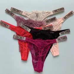 Victoria's Secret New Sexy Pink Brand Lingerie Female Intimate Underwear Rise Women Panties Bra Rhinestone Letter Comfort Brief