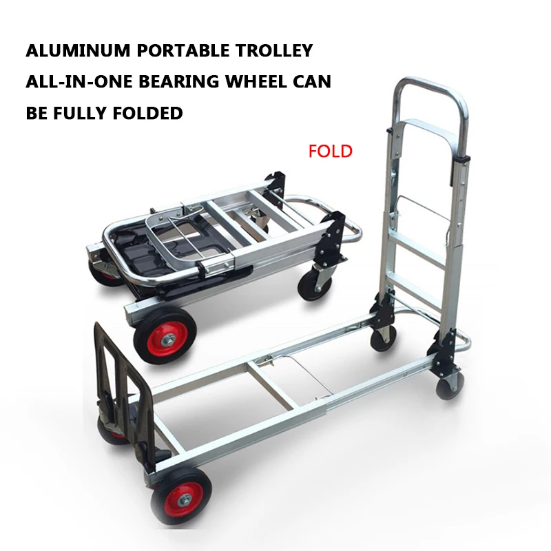 Aluminum alloy Portable trolley  shopping flat trailer trolley folding pull truck turtle cart luggage cart