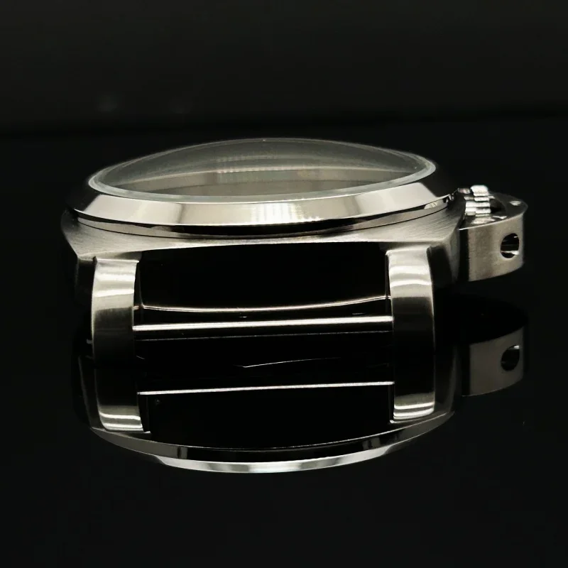 Caixa de aço inoxidável fosco 44mm 1950, vidro mineral adequado para pam eta6497/6498 gaivota st3600/3620, movimento mecânico sem logotipo