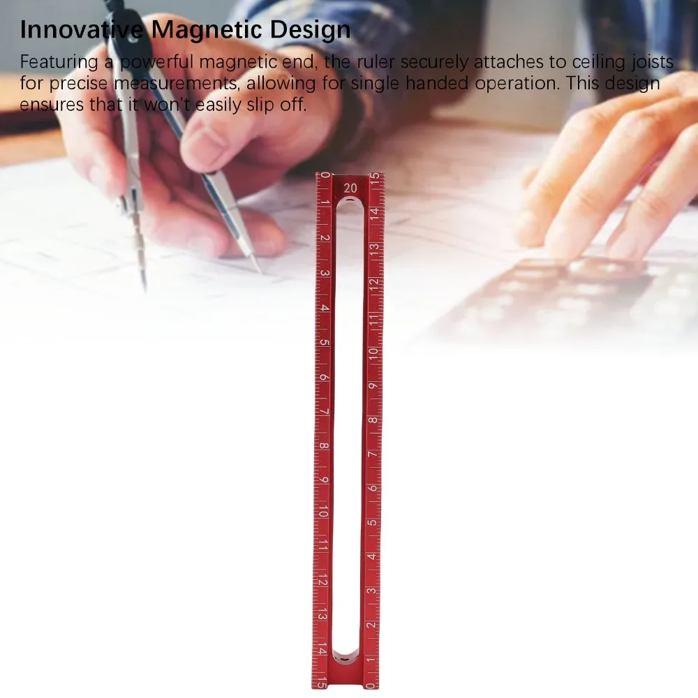 Aluminum Alloy Ceiling Leveling Ruler Magnetic End Design Accurate Magnetic Tool Red 4 Side Scaled Floor Tile Laying Ruler