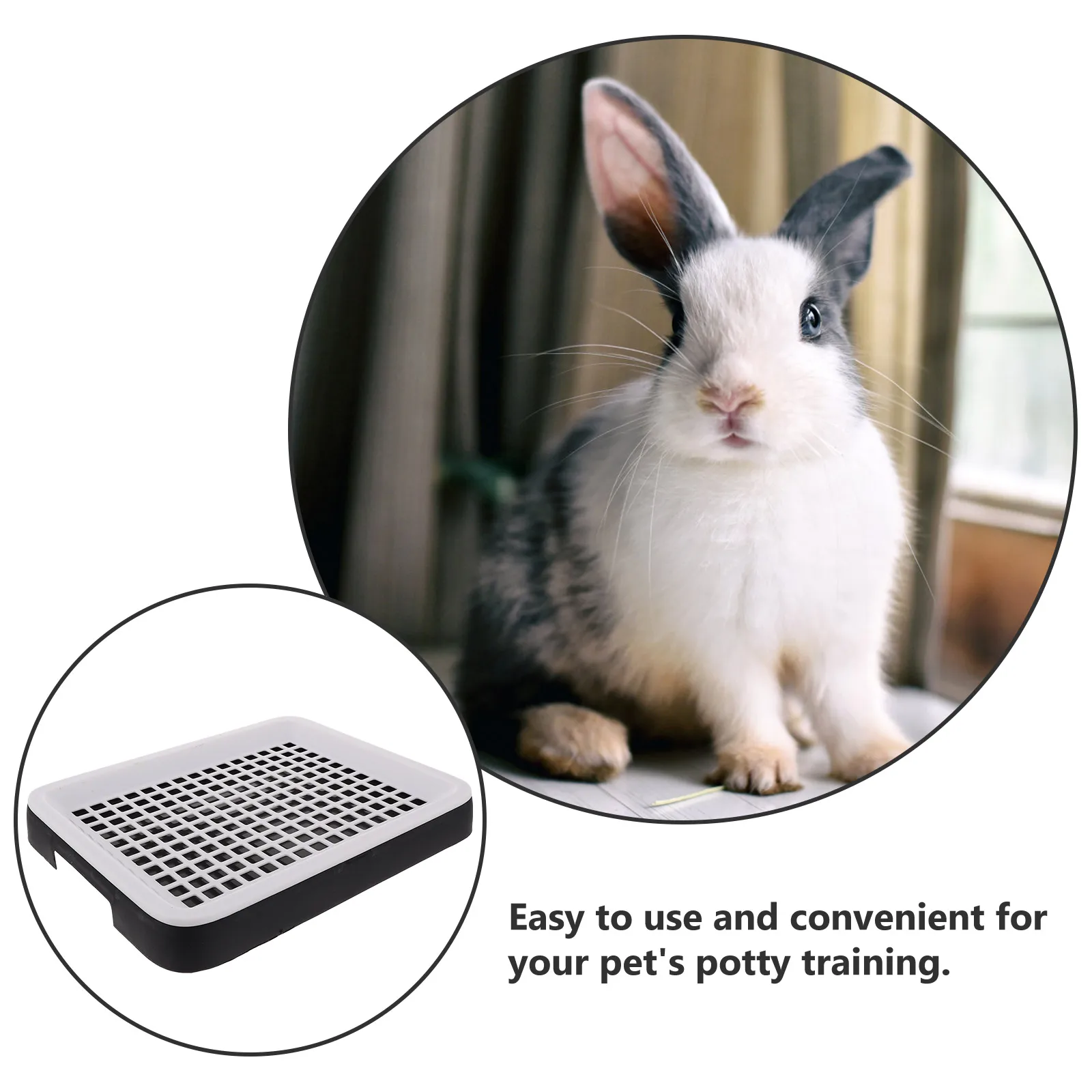 

Rabbit Litter Box Rectangular Hamster Toilet Training Potty Large Activity Space Anti-Fall Design Thick Bottom Net Heighten