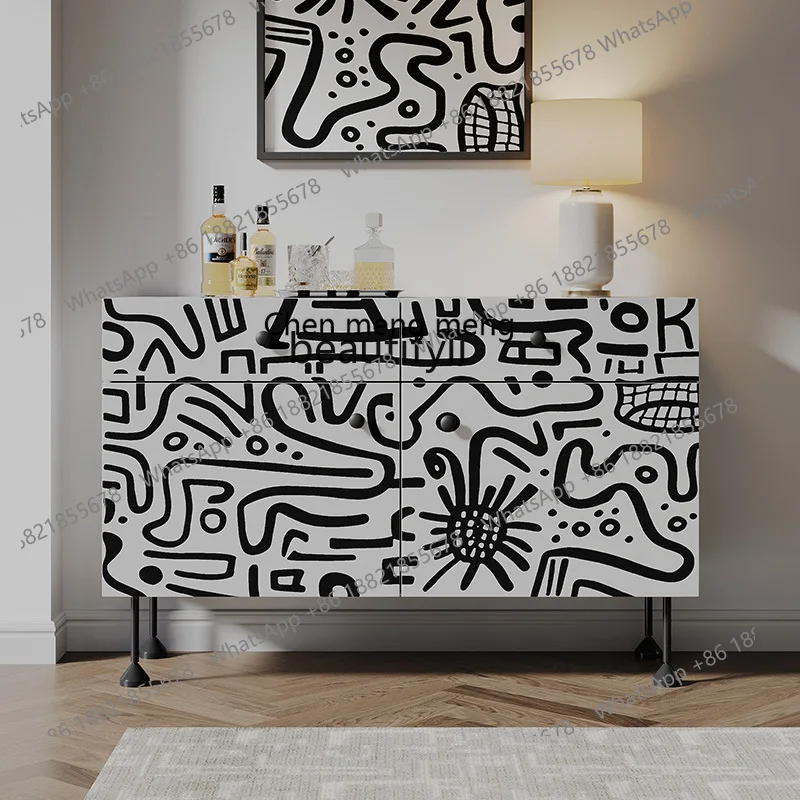 

X Solid wood dining side cabinet, home living room storage decoration, modern, with drawers porch cabinet