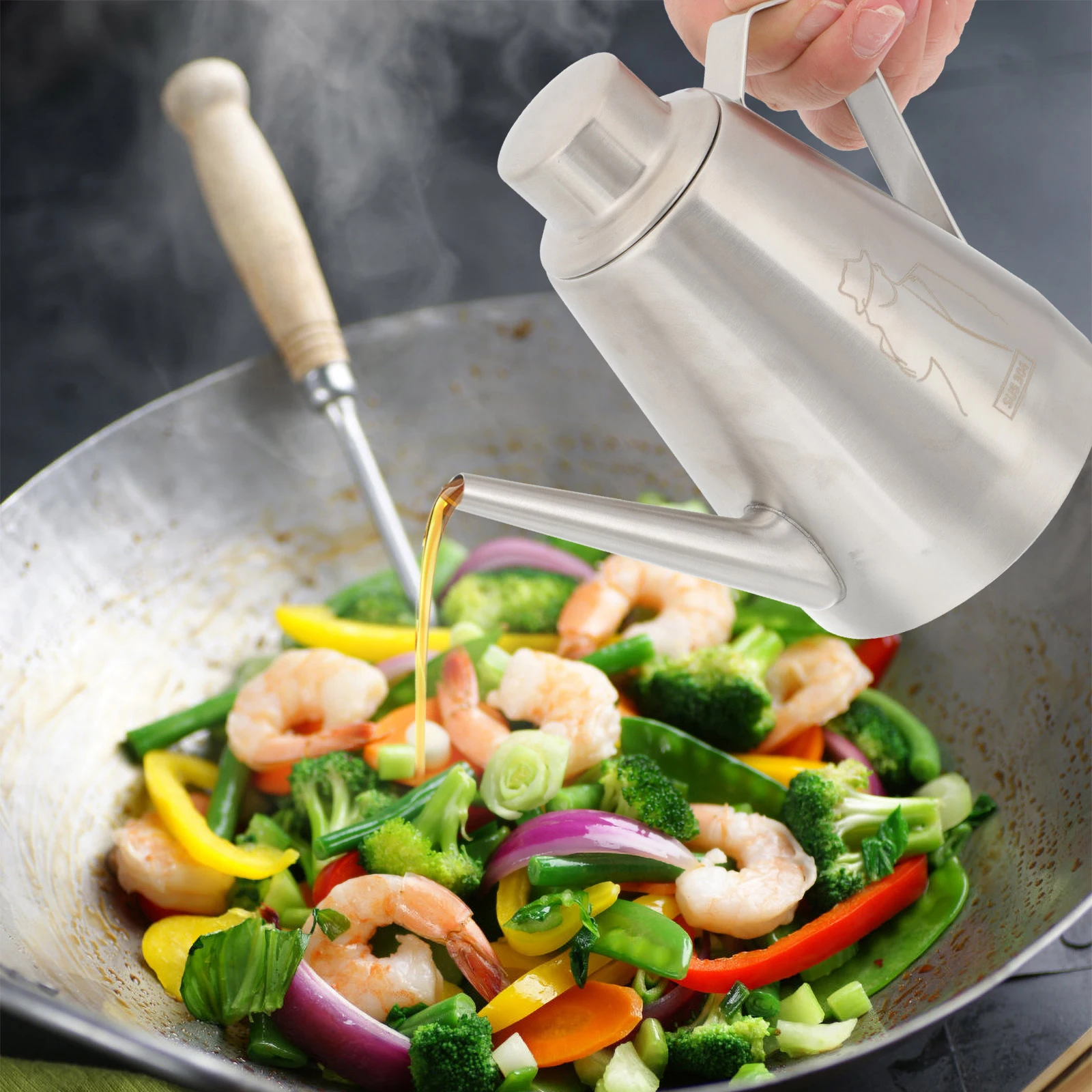 

Stainless Steel Dispenser Household Oil Bottle Vinegar Soy Sauce Container Multi-Function Oil Holder For Kitchen Home