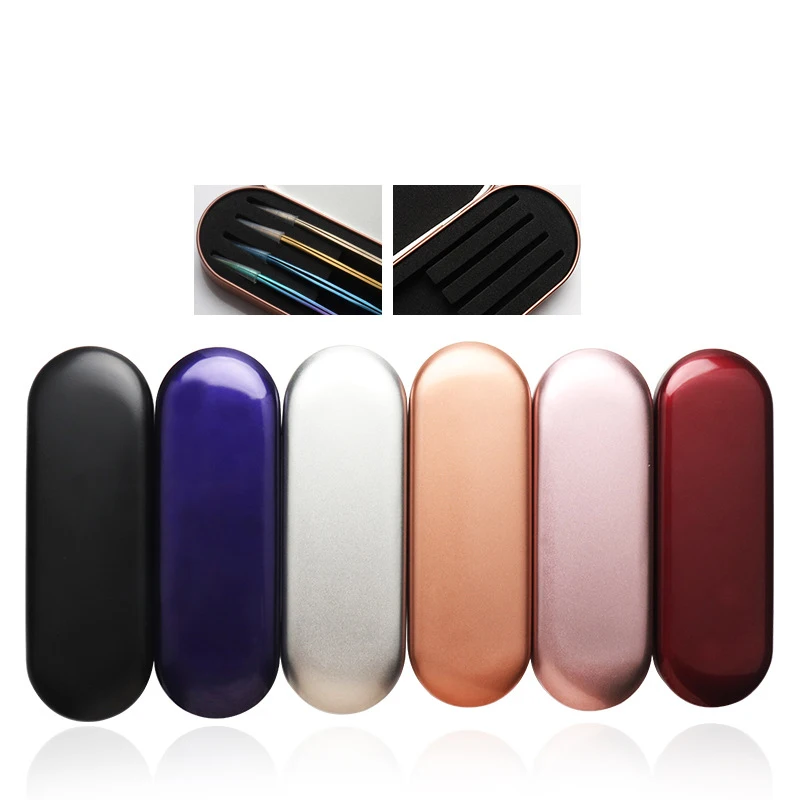 1 個まつげピンセットボックス絶妙なブリキ保護収納ボックスまつげまつげエクステンション美容鉛筆ケースメイクアップツール