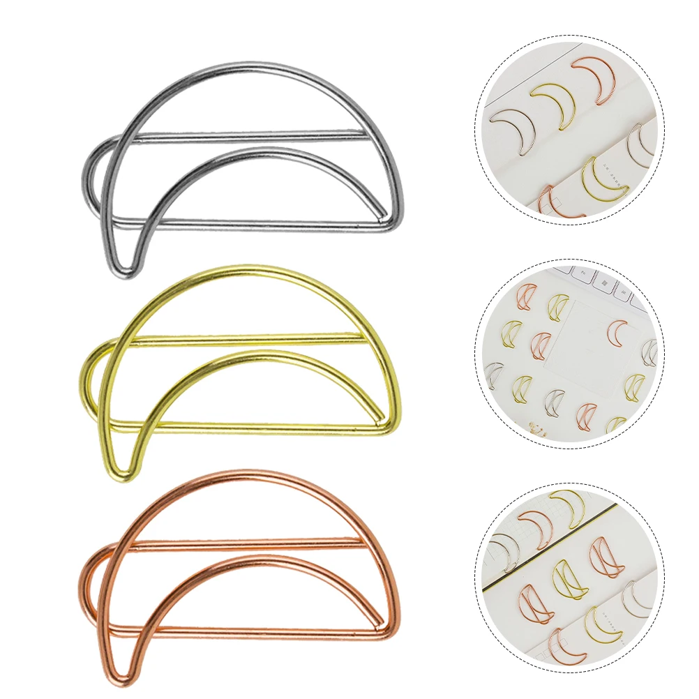 

30 Pcs Moon Bookmark Paperclip Shape Bookmarker Clips Metal Decorative Paperclips Page