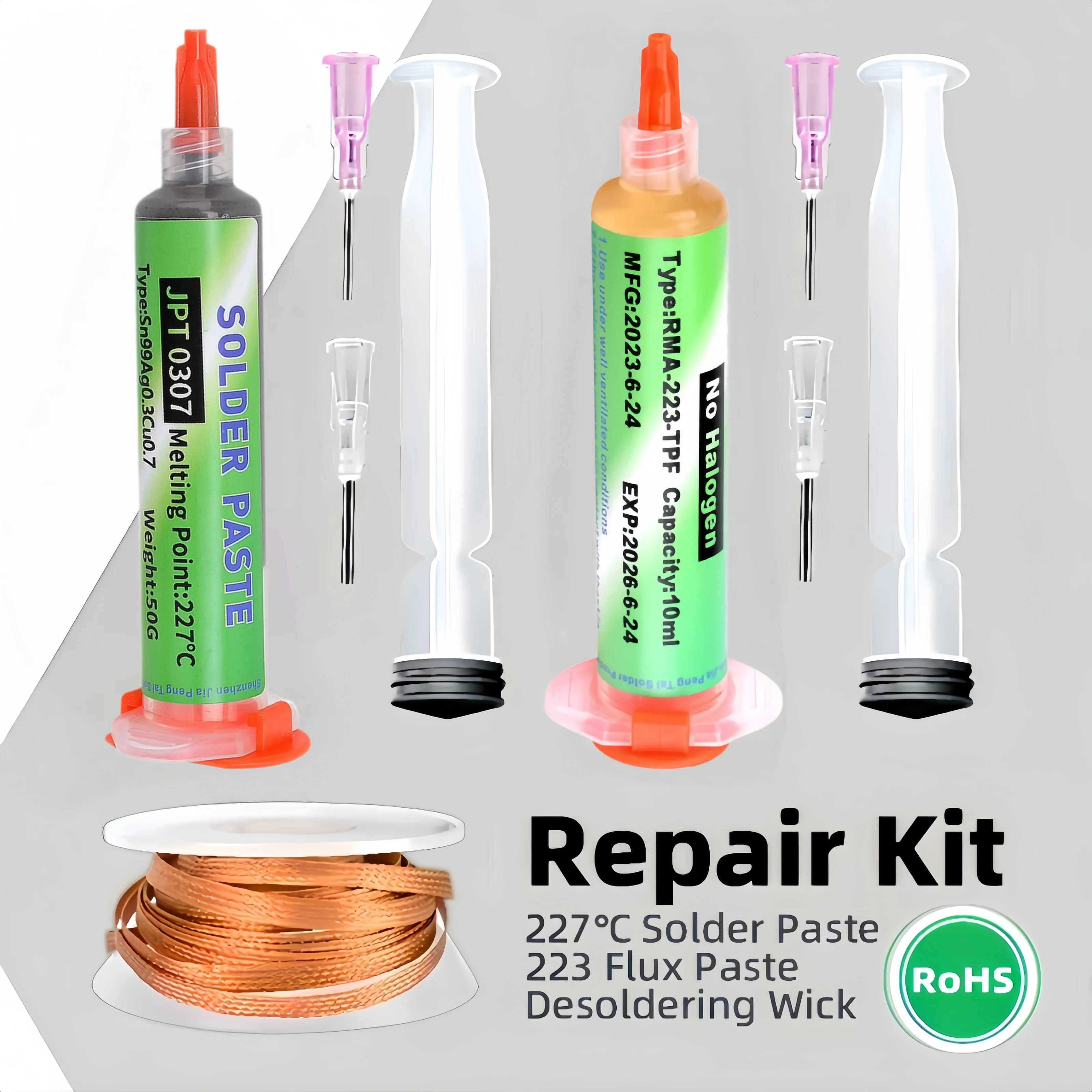 Sn99.3Cu0.7 Solder Paste 227℃ 10ml RMA‑223 Repair Kit With Solder Cotton BGA PCB Motherboard Chip Rework Soldering Tools