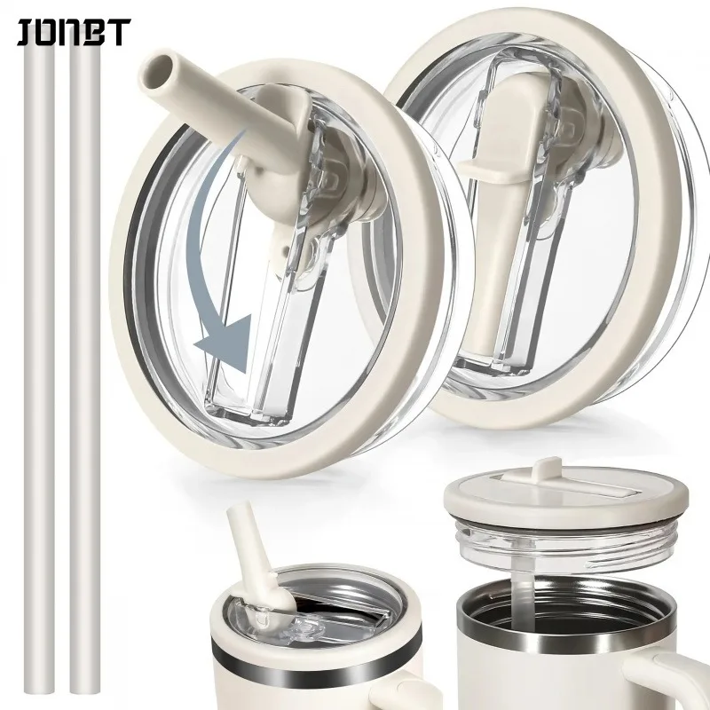 Tapas a prueba de fugas con pajitas, 2 uds., adecuadas para tazas de vaso Stanley de 40oz, cubierta para tazas de café, tazas a prueba de derrames, accesorios para tazas