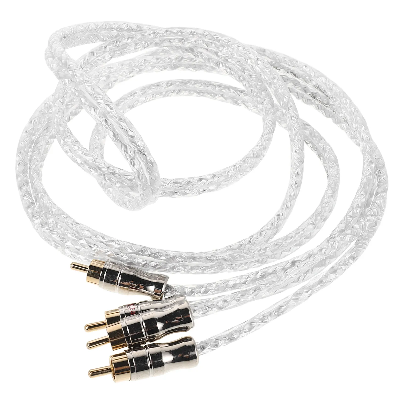 

2 шт. автомобильных аудиокабелей, гибкий провод из чистой меди в оплетке, соединительный кабель для сабвуфера, совместимый с различными моделями автомобилей, высококачественный