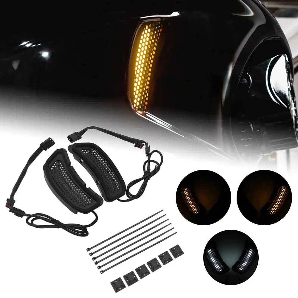 

1 Pair Abs Front Vent Fairing With Led Turn Signal Lamp For Harley Softail Low Rider St Fxlrst El Diablo Fxrst 2022-2026 Black