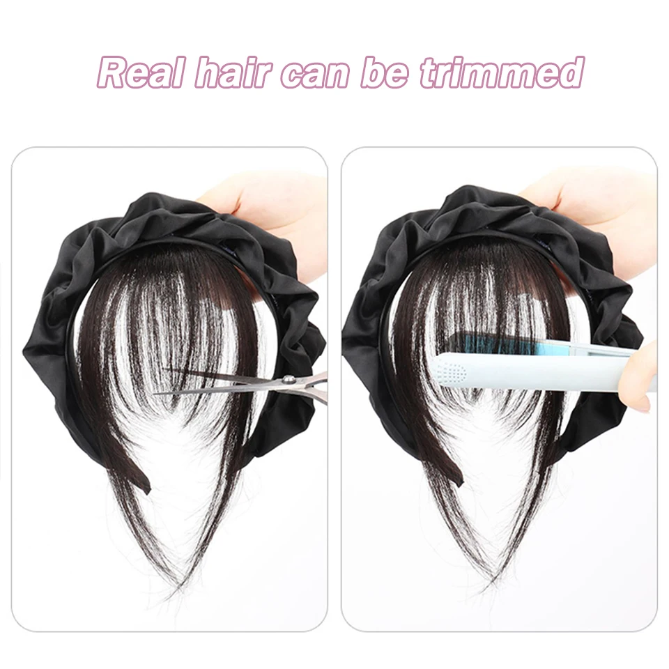 LM Synthetic Fake Bangs Hair Neat Fringe Bands with Double Row Braids Headband Heat Resistant Bangs In Hair Extensions Hairpiece