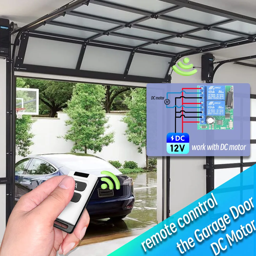 433mzh Universal Remote Control Switch DC 12V 2CH Dry Contact Relay Receiver Rf Transmitter for Gate Door Sliding Door LED DIY