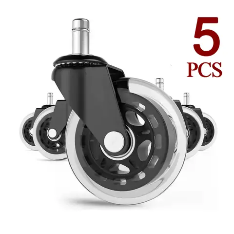 5pcs Office Chair Wheels Replacement Desk 2.5/3inch Mute Swivel Caster For Heavy Furniture Universal Polyurethane Rubber Caster