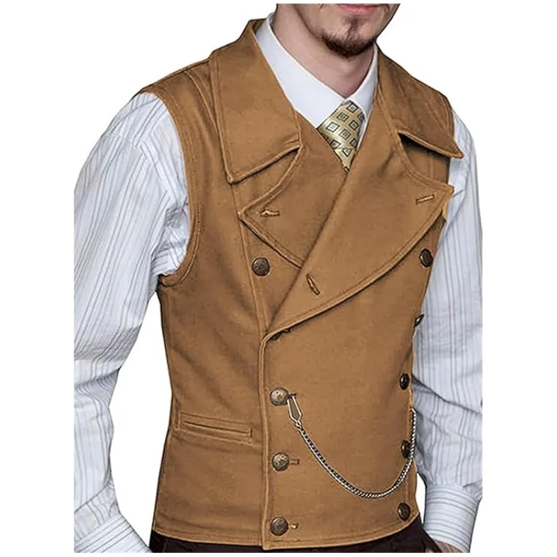 Zweireihige Hochzeitsweste für Herren – klassische Wildlederweste mit weitem Revers für Bräutigam, Trauzeuge, Business und Freizeit (benutzerdefinierte Größen).