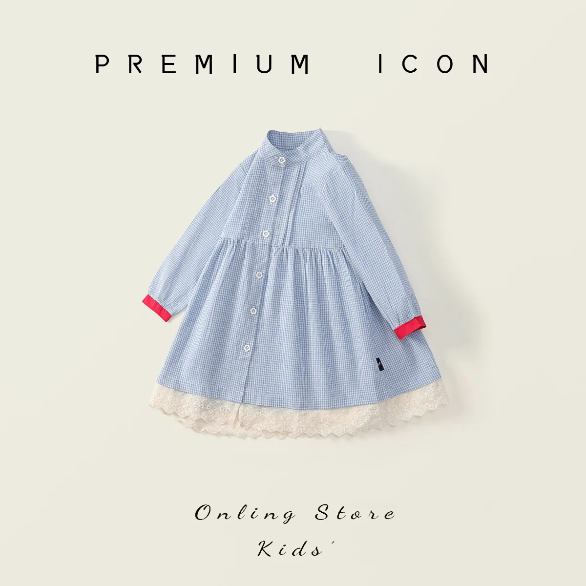 Girls' Blue Checkered Dress 2025 Spring and Autumn New Korean Edition Long Sleeve Children's Dress