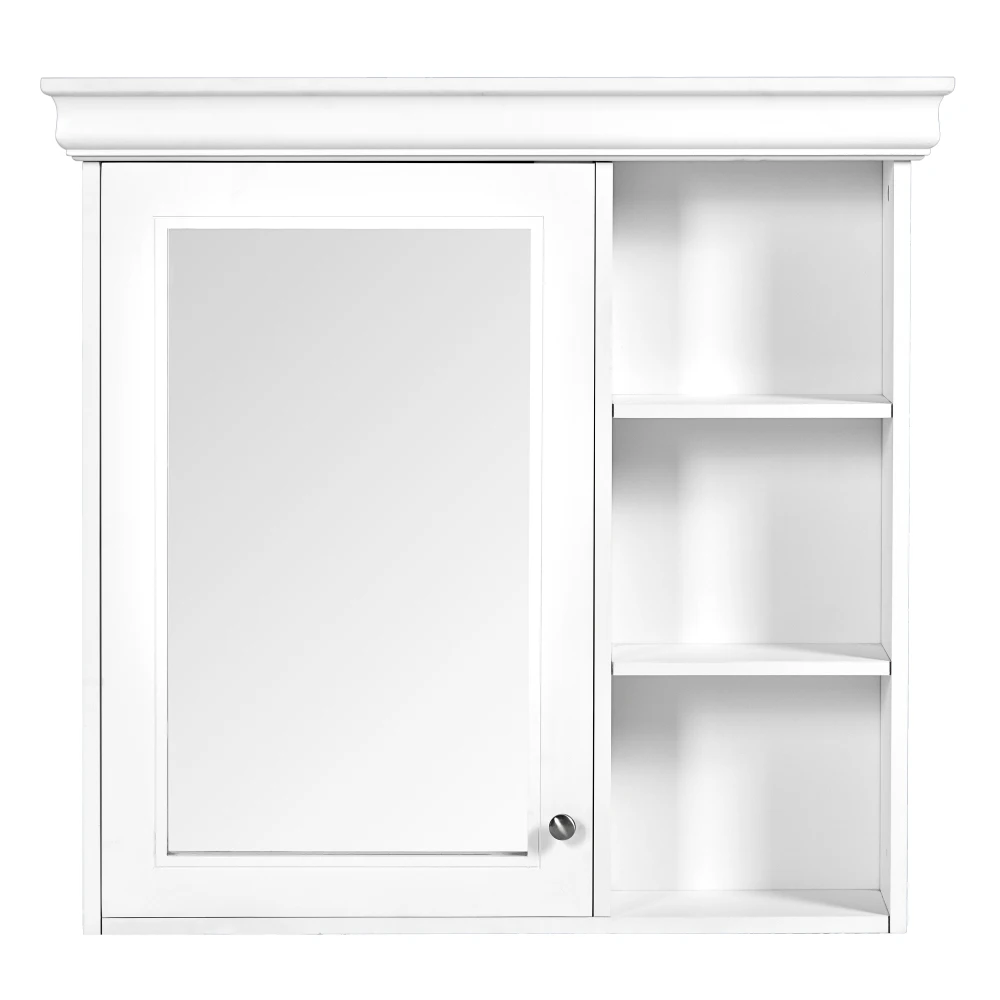 

30 '' x 28 '' wall mounted mirror cabinet with storage, white bathroom storage cabinet above the bathroom