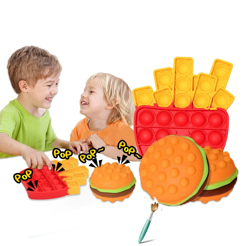 

Push Pop 3D Burger Chips Squeeze Toys Silicone Press Bubble Squishy Antistress Creative Child Toy Cheap Cool Stuff