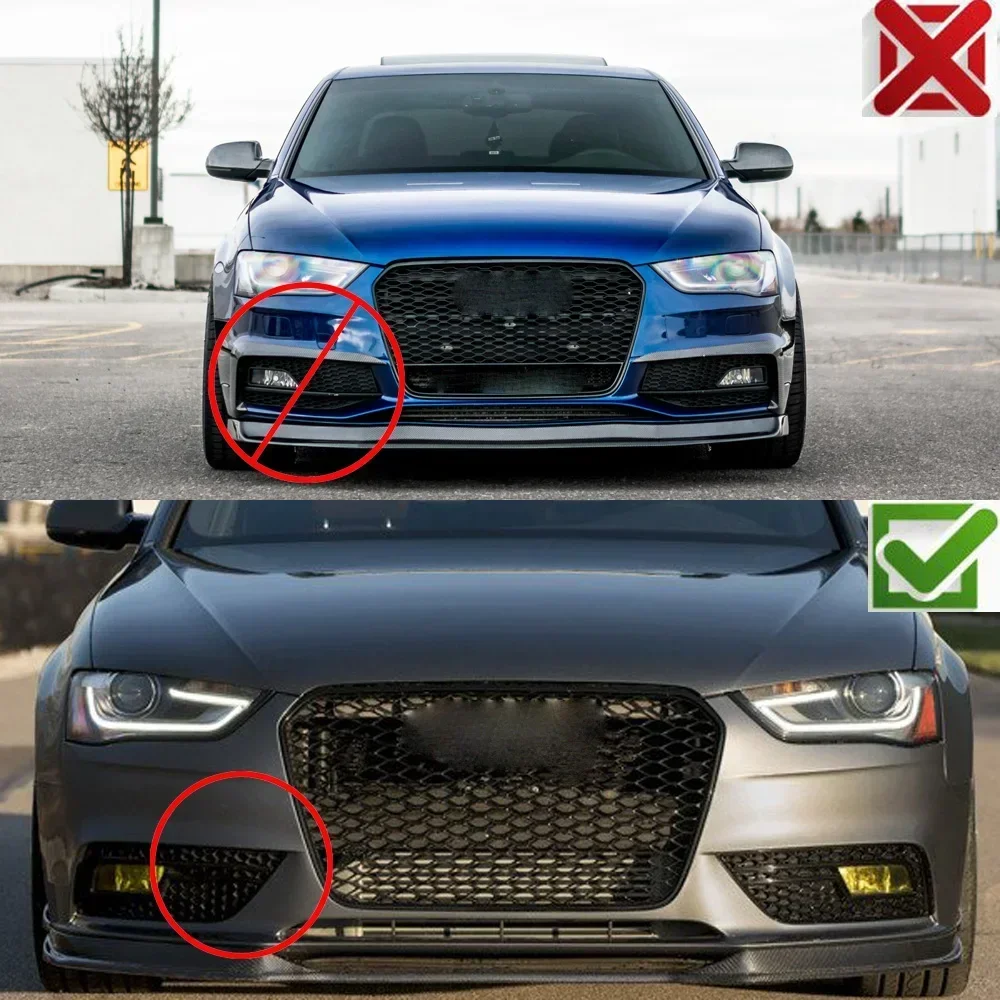 

Для Audi A4 B8.5 Standard Edition 2013 2014 2015 2016 противотуманная фара гриль 1 пара глянцевый серебристый автомобильный передний бампер противотуманная фара решетки