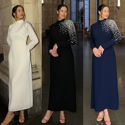 Customized Jiayigong s Beading Wedding Party A-line High Collar Bespoke Occasion Dresses Ankle-Length
