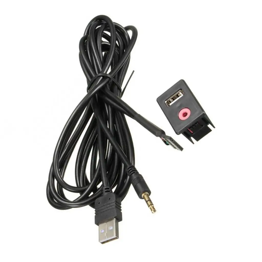 USB AUX Adapter Socket 3.5mm Jack Car board Mounted Extension Cable image 2