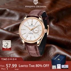 Pagani Design New VH65 Top Brand orologio impermeabile da uomo 200m in pelle zaffiro meccanico secondo orologio al quarzo da passeggio limitato