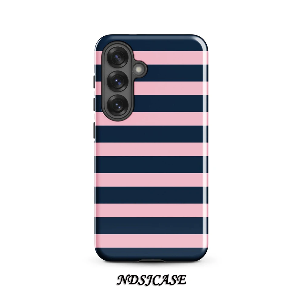 

Fashion Blueberry Blush Stripe Phone Case for Samsung Galaxy S20 FE S22 S24 S25 Plus Ultra 4G 5G Luxury Double-layer Cover Funda