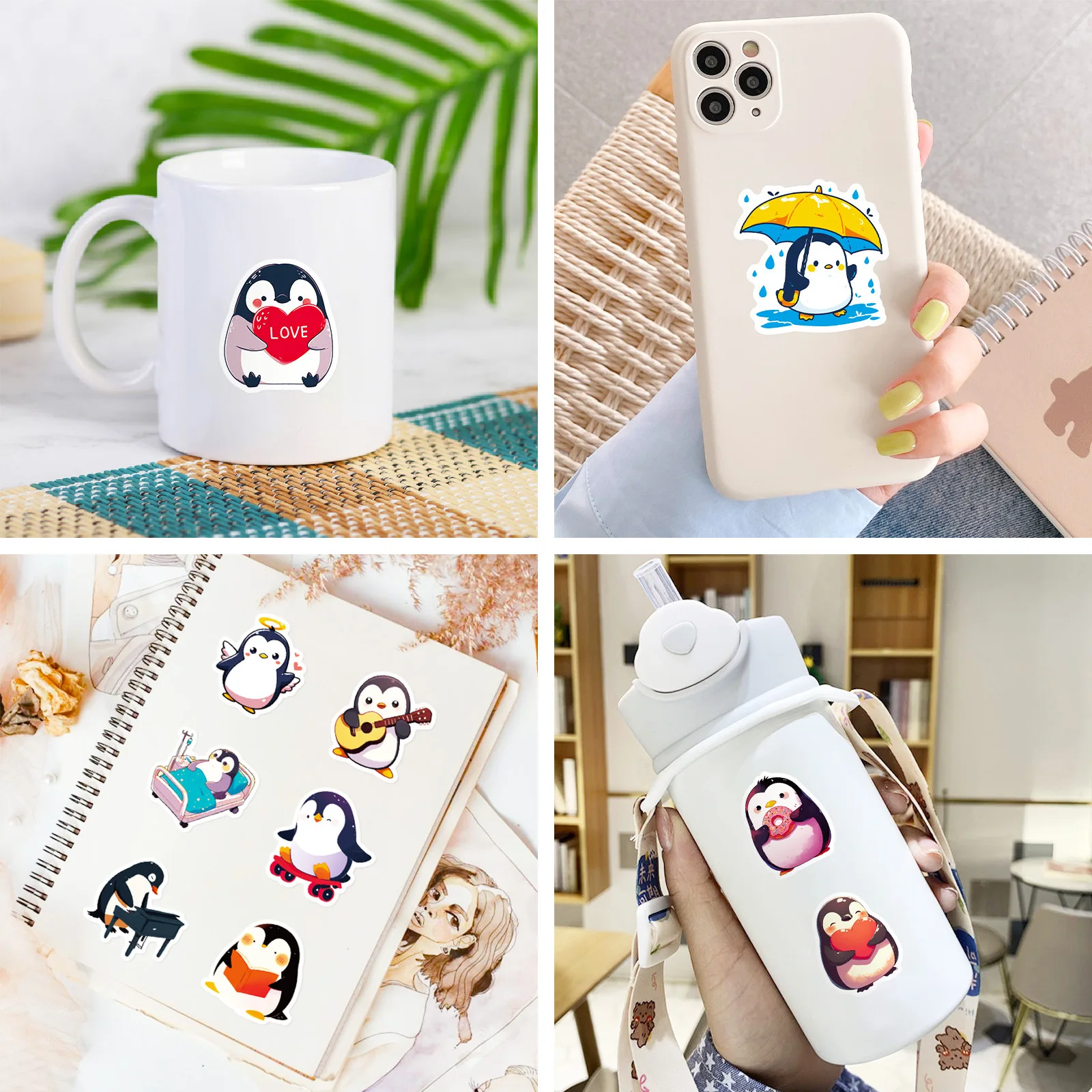 10/30/50PCS Cute Penguin PVC Sticker Aesthetic DIY Decoration Scrapbooking Korean Stationery Hand Accounting Supplies for Kids