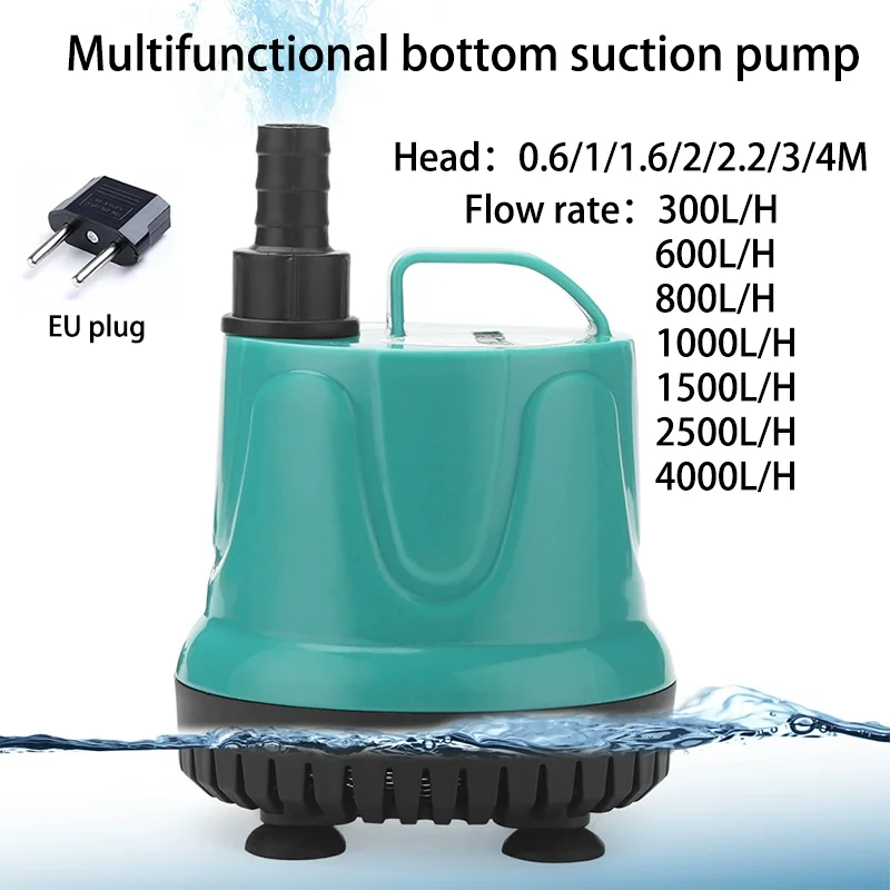 5/8/18/25/40/60/90W Fish Tank Bottom Suction Submersible Pump Bottom Filter Silent Suction Feces Change Pump Multi-function Pump