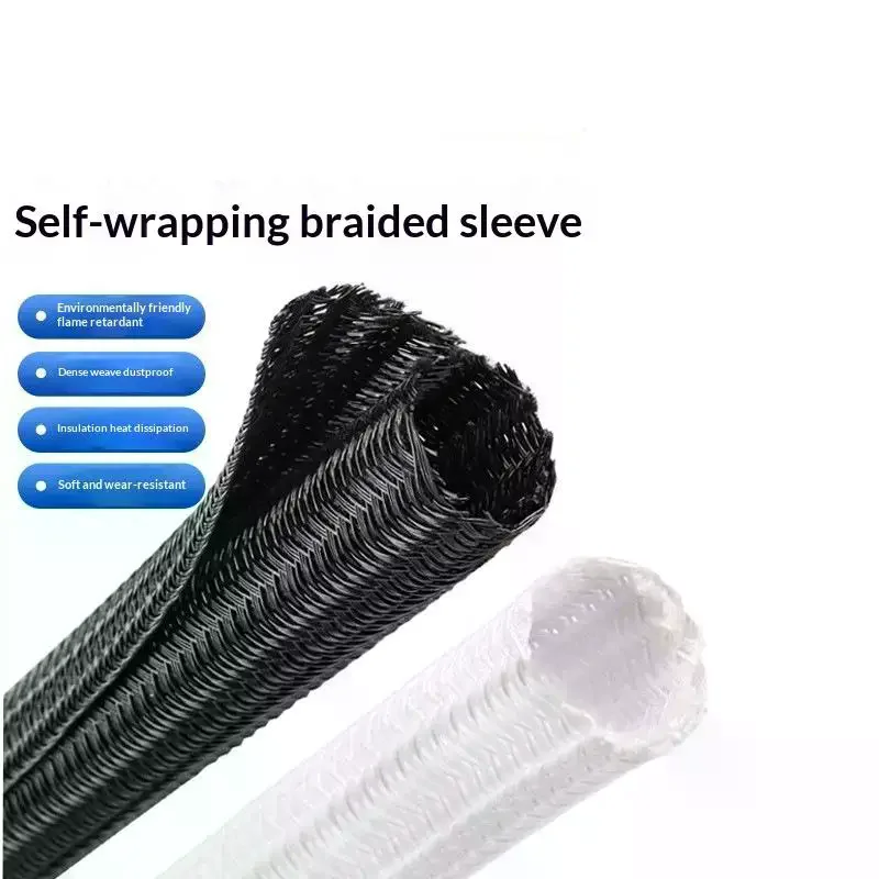 Individual 8~32mm Automatically Closed Insulation Wrap 1M PET Yarn Cable Sleeve Elevated Protection Resistance Wire Sheathe