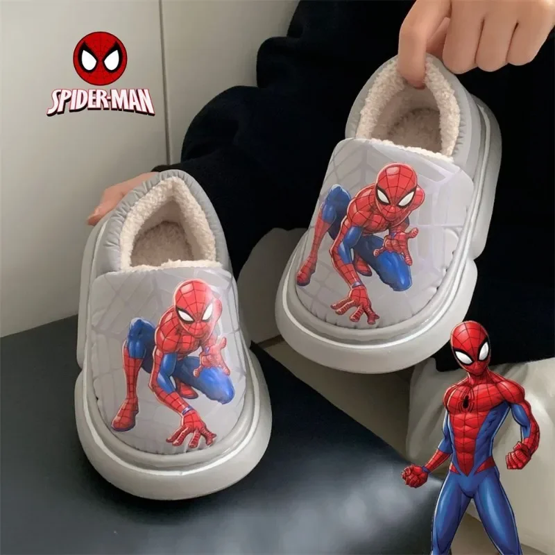 Marvel Spider-Man Cartoon All-Inclusive Cotton Shoes Personalized Boys Home Warm Anti-Slip Plus Velvet Cotton Slippers Wholesale