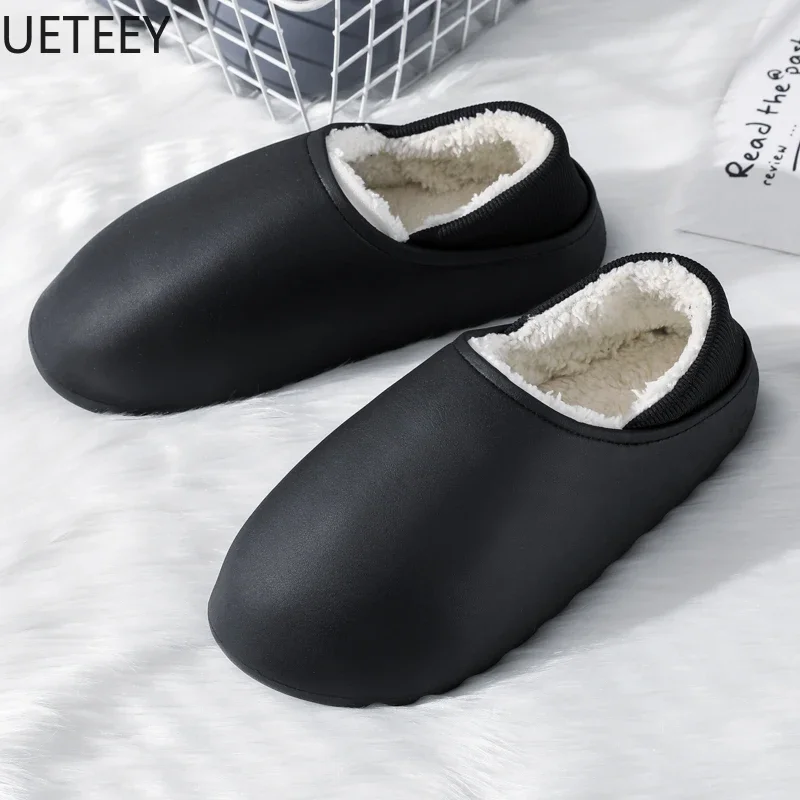 New Winter Slipper for Men Home Cotton Shoes Slippers for Men Water Proof Thickening Model Comfortable Men's Thick Bottom UETEEY