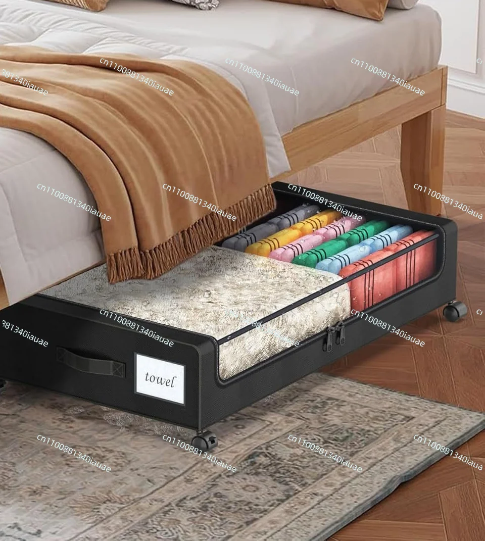 Under The Bed Rack Under The Bed Clothes, Shoes, Quilts, Books, Storage Box with Rollers