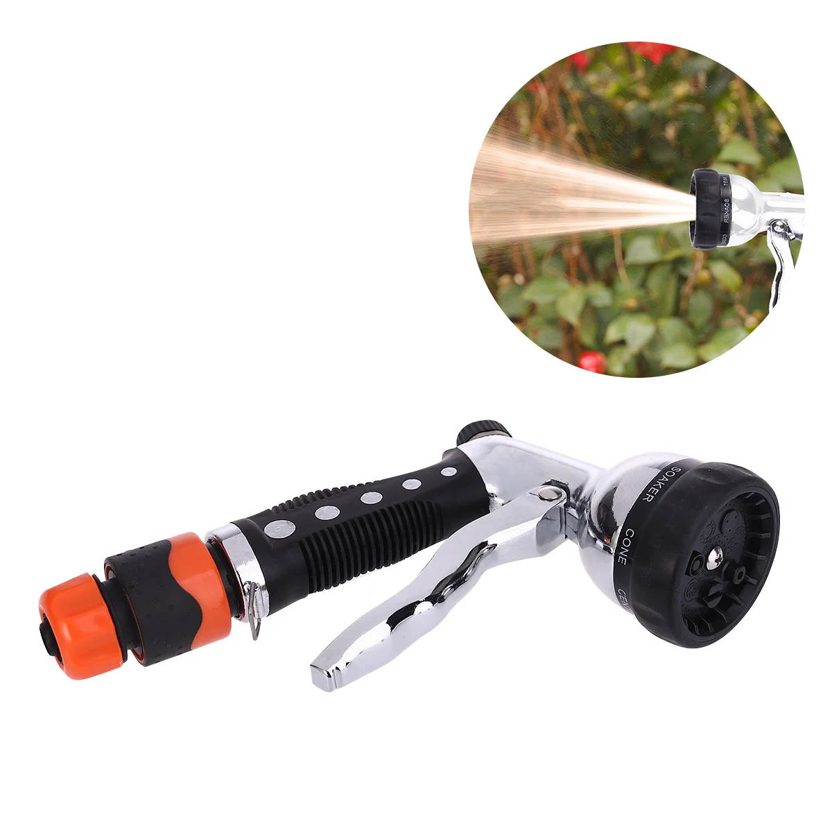 

Multi Functional Silver High Pressure Car Cleaning Water Spray Garden Hose Nozzle Spray 7 Patterns Slip Resistant Comfortable