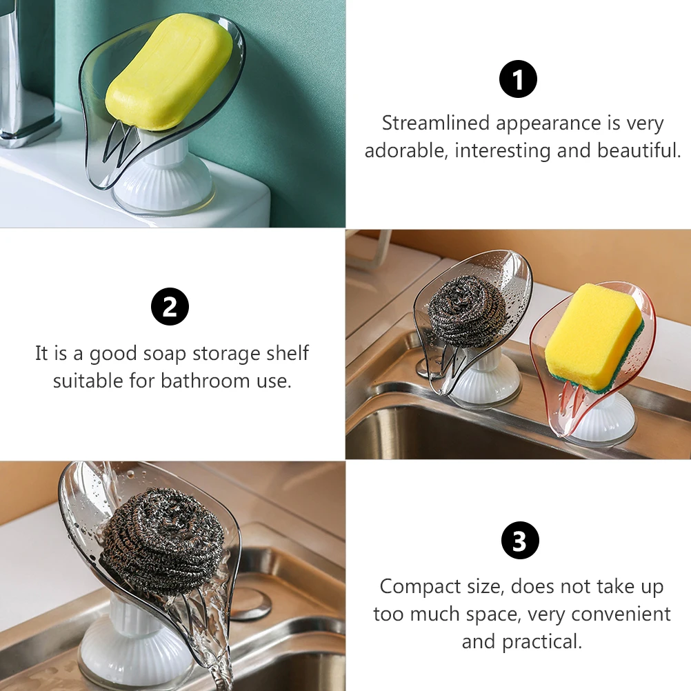 

2pcs Bathroom Holder Grey Compact Household Storage Rack Draining Holder Soap Container Draining Soap Box
